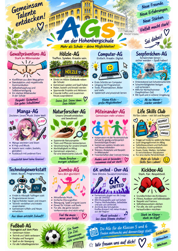 AG-Plakat der Hohenbergschule für 2026/27