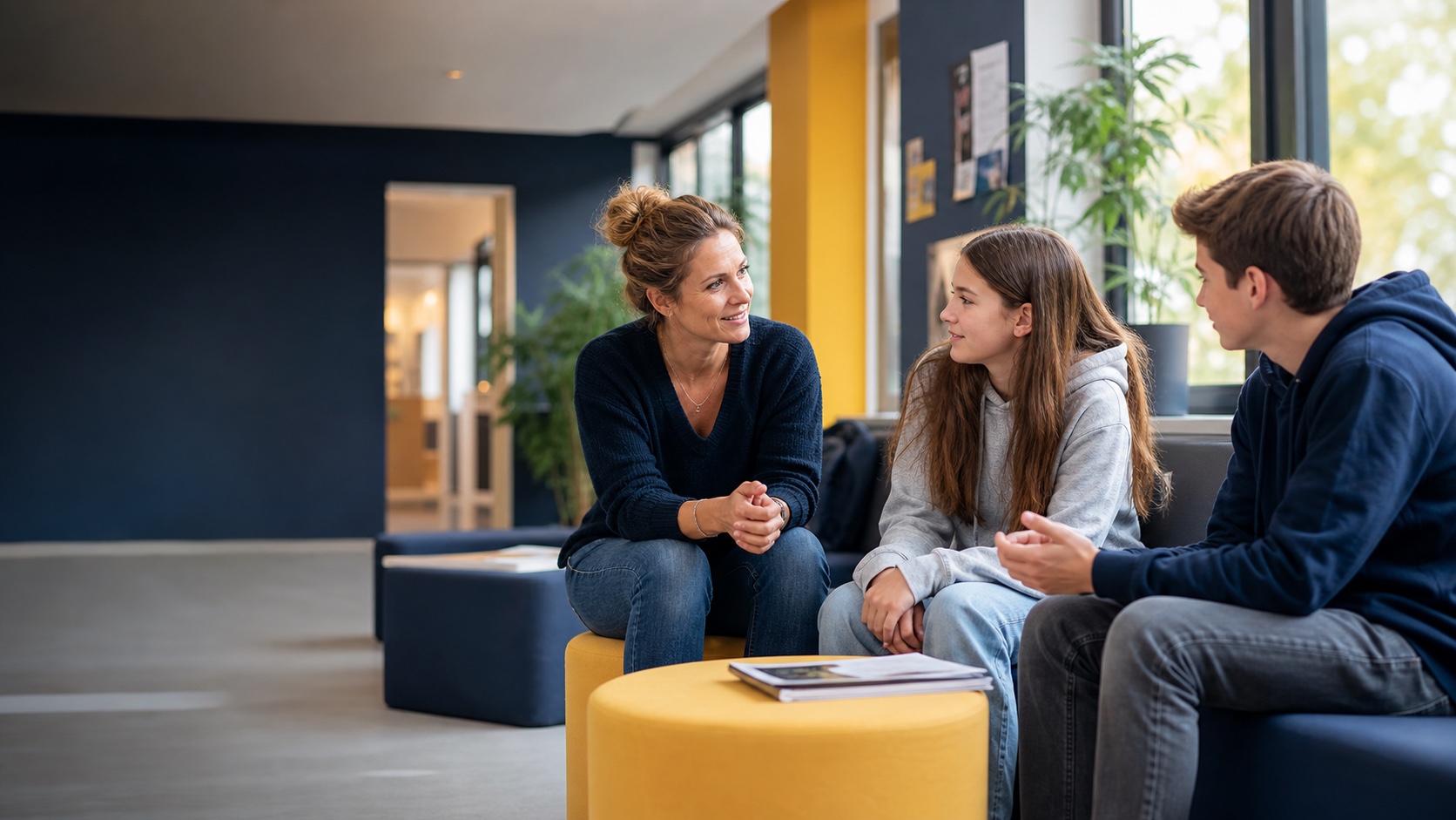 Vertrauliches Gespräch der Schulsozialarbeit mit Schülerinnen und Schülern